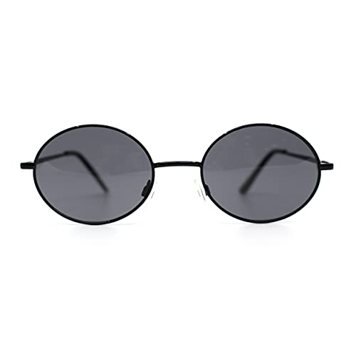 Classic Small Oval Spring Hinge Metal Rim Sunglasses