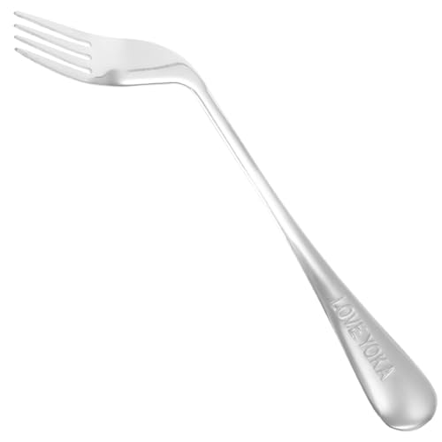 CTIRCHIU ステンレス製肘掛けハンドル付き斜め角フォーク 患者 高齢者用 軽量で耐久性抜群 持ちやすく自己給餌をサポート 食事介助補助器具