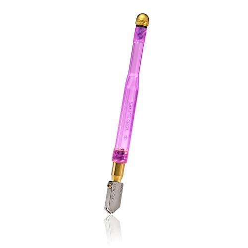 TOYO TC1S Comfort Grip Supercutter Glass Cutter | Made to Cut Glass 3/32 and Thick Supercutter | Lilac - Straight Head | Contoured Acrylic Handle | Precision Honed | Made in Japan