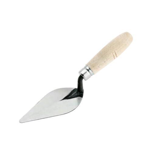 Paletín de albañil 130x70mm, punta olivo, ideal para aplicar y alisar mortero y cemento en trabajos de construcción.