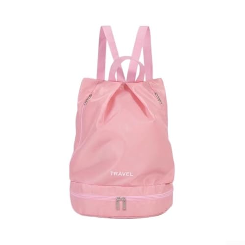 Mochila de natación con compartimentos separados en seco y húmedo y material resistente al agua, gran capacidad, adecuada para deportes, gimnasio, yoga y viajes (rosa)