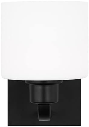 Generation Lighting 1-Light Canfield Modern Bath Fixture Wall Lamp Midnight Black 4128801-112, Bathroom Light Fixture for Home Décor, Wall Sconce Vanity Light Fixture and Bathroom Accessory