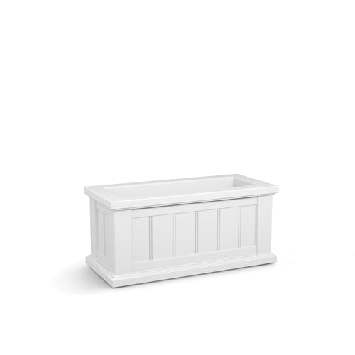Mayne Cape Cod Rectangle Planter - White - 24in L x 11in W x 11in D - Polyethylene - Built-in Water Reservoir (4839-W)