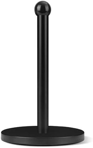 Paper Towel Holder, Black Kitchen Paper Towels Holder Stand, Stainless Steel Paper Towel Holder -Weighted Base, Non-Slip Protect The countertop