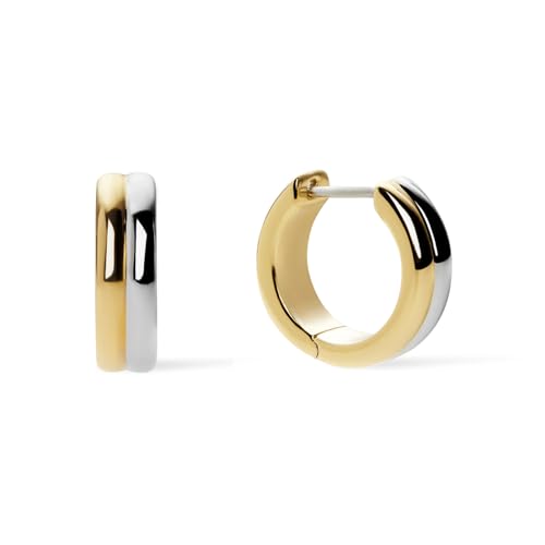 Ana Luisa Asher Small Huggie Hoop Earrings for Women - 14K Gold Plated, Silver Rhodium Plated and Two Tone Styles - Hypoallergenic, Tarnish-Free - Ana Luisa Jewelry - Stylish Gold Hoop Earrings