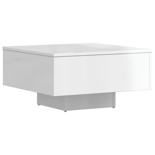 vidaXL High Gloss White Coffee Table - Rectangular, 60x60x31.5 cm, Engineered Wood, Suitable for any Living Room, Scandinavian Style, Easy Assembly