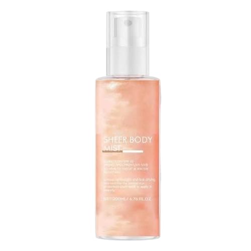 Sun Glazy Sheer Cody Mist Sunsco De, Protector Solar De Niebla SPF42, Bloqueador Solar De Spray De Carrocería, Acabado Brillo Brillante, SPF42 Protección De Amplio Espectro Absorbente Rápido,