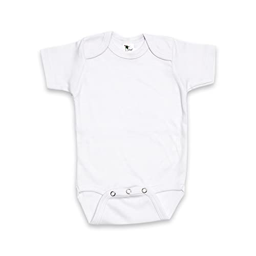 Laughing Giraffe Baby Blank Short Sleeve One Piece Bodysuit White (18-24 Months, White)