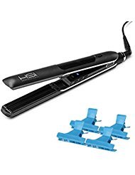 HSI Professional Glider Steamer 1” Ceramic Flat Iron w/Steam Dispenser, A Bonus of 4 BeauWis Butterfly Clamps