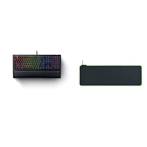 Razer Ornata V2 Clavier USB Noir & Goliathus Extended Chroma - Tapis de Souris de Jeu XXL Extra Large avec éclairage RVB (Support de câble, Surface en Tissu, Bord matelassé) Noir
