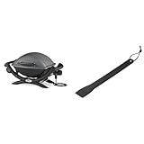 Weber Q1400 Elektrogrill, 43 x 32 cm, Dunkelgrau (52020079) & 6201 Grill-Schaber, Reinigungsspachtel, Q-Serie