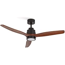 Ventilador Techo Dos Aspas CREATE / WINDSTYLANCE DC/Ventilador de techo motor negro aspas madera oscura/Silencioso,2 alturas, temporizador, LUZ