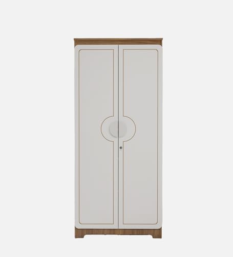 Image of COUCH CULTURE Astona Delight 2 Door Engineered Wood Wardrobe | Wooden Almirah | Multipurpose Storage Organizer | White Wardrobe | 1 Hanger Stand - 3 Shelves, 1 Year Warranty