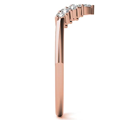 Round & Marquise Moissanite Wedding Band, Engagement Ring, Bridal Set, Eternity Stackable Matching Dainty Minimalist Antique Vintage Comfort Fit Handmade Jewelry Anniversary Rose Gold Band2