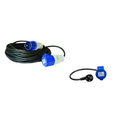 Antarion Pack Rallonge électrique 15m P17 + Adaptateur Femelle pour Camping-Car