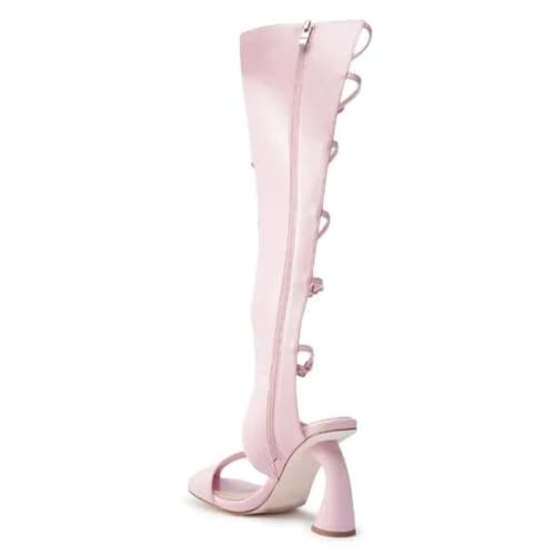 Women's Square Toe Special High Heels Side Zipper Adjustable Buckles Heeled Sandals3