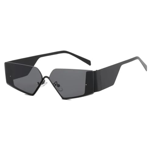 Lunettes de soleil punk sans monture avec verres vintage géométriques uniques