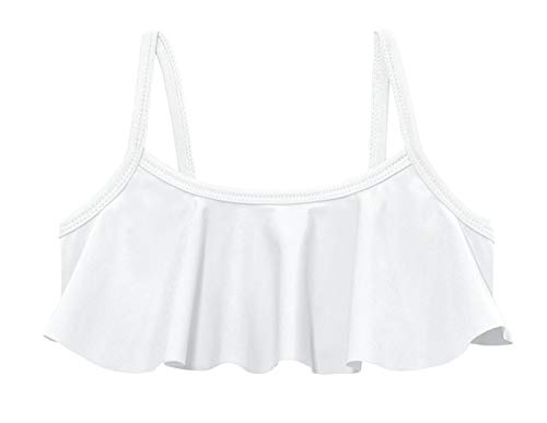 Image of Made in USA Girls Flounce Bikini Top UPF50+ Sun Protection Toddler Bathing Suit Rash Guard for Beach Pool Swimwear