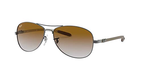 Ray-Ban RB8301 Aviator Sunglasses, Gunmetal/Clear Gradient Brown, 56 mm