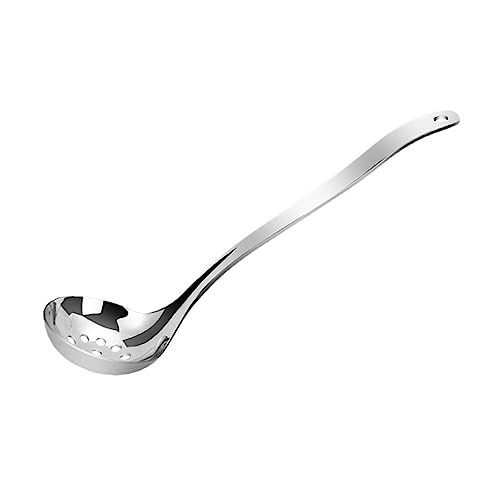 OUNONA Stainless Steel Skimmer Spoon with Long Handle Kitchen Colander for Straining Liquids Easy to Clean Food Strainer for Cooking and Frying