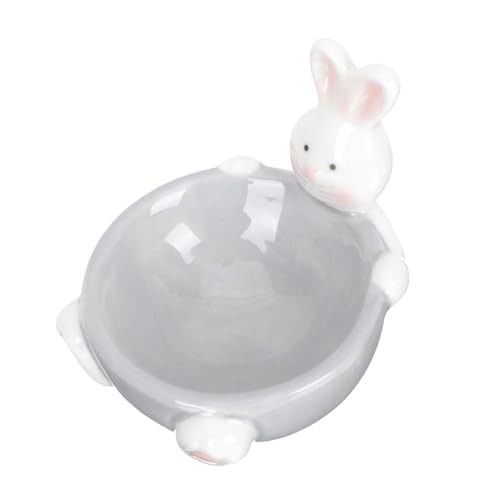 GRIRIW Cute Rabbit Design Ceramic Egg Cup Creative Porcelain Egg Holder for Kitchen Hotel Use for Egg Storage and Display Single