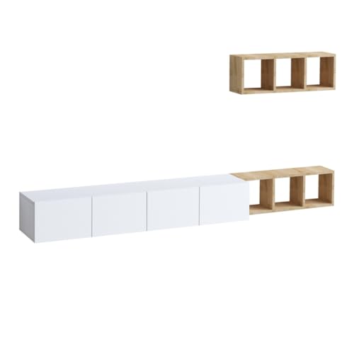 Hanah Home Support TV, mélamine, Chêne Blanc, Taille Unique