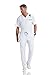 BARCO Grey’s Anatomy Classic Evan Scrub Top for Men – White, 2-Pocket Lapover V-Neck Scrub Shirt with Natural Stretch, Soil Release Fabric Finish, Soft Touch – Small, Regular Fit