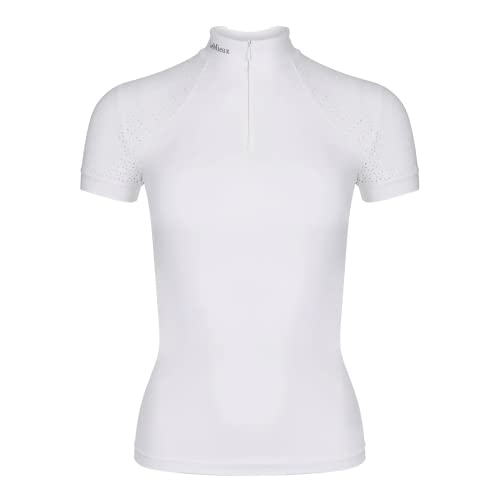 LeMieux Women’s Olivia Short Sleeve Show Shirt - Horse Riding - Competition Top - Athletic Shirts & Horseback Riding Apparel - White - US04