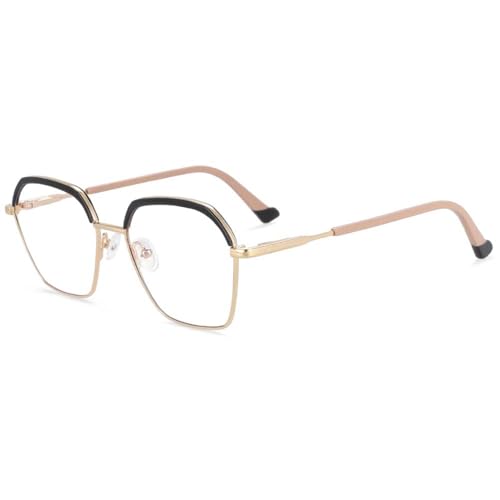 Lunettes rétro en métal pour femmes - Monture dorée classique ronde