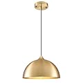 PINDODO Gold Pendant Light 12", Farmhouse Pendant Lights Kitchen Island Adjustable Height, Modern Dome Pendant Lights for Dining Room Bedroom Restaurant, 1 Pack