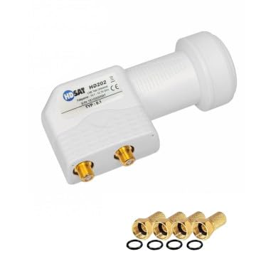 HD202 LNB Twin Full HD 4K Tête Parabole 2 Sorties 0,1dB + 4 Fiches F Gold