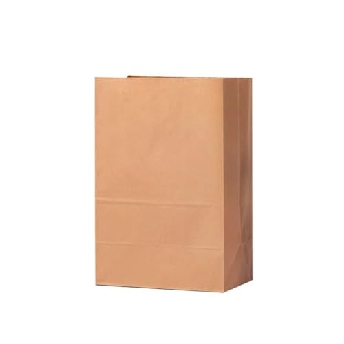 10/25 bolsas de papel kraft marrón con fondo cuadrado para galletas, dulces, alimentos, galletas, pan, aperitivos, embalaje de comestibles, bolsa de regalo para llevar (15 x 9 x 27 cm, 10 unidades)