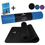 Yoga Mat Black - Thick Eco Friendly Premium TPE Yoga Mat. Non Slip, Reversible, Durable Exercise Pilates Mat.