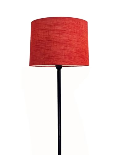 Image of Homesake Modern Floor Lamp for Living Room Traditional Farmhouse Boho Floor Lamp Mid-Century Pole Lamp with Linen Lamp Shade Modern Bohemian Corner Lamp for Living Room Bedroom Office (Red)