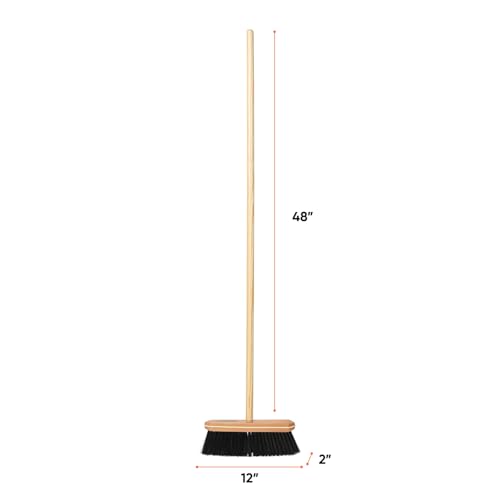 Image of Superio Kitchen Broom Premium Black Tampico Bristles, Wood USA Handle, Heavy Duty Household Broom - Easy Swiping Dust and Wisp, Home, Kitchen Bedroom, Lobby, Floors and Corners