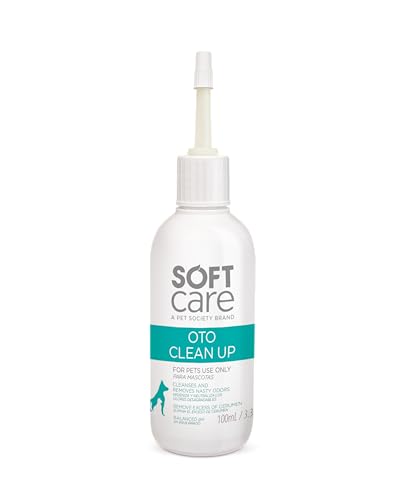 Oto Clean Up 100mL - Soft Care Linha Dermato By Pet Society - Solução de limpeza semanal para orelhas saudáveis para cães e gatos - Remove o excesso de cerúmen, neutraliza odores indesejáveis