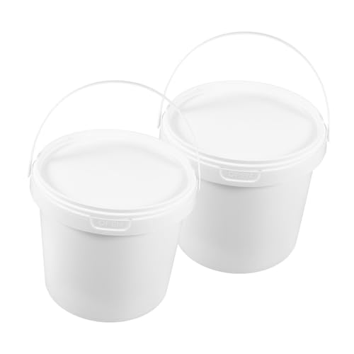 OHPHCALL 2個 保管用 バケツ 食品 丸型 プラスチック 桶 氷 バケツ 蓋付き 水 バケツ 白 バケツ 蓋付き 氷 クリーム 保管用 容器 保管用 バケツ 液体 ホルダー Pp