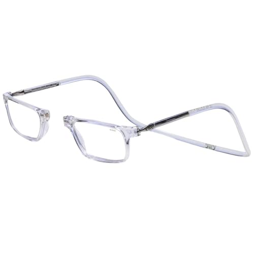 Clic Magnetic Reading Glasses for Men or Women, Computer Readers, Executive (M-XL, Clear, 2.50 Magnification)