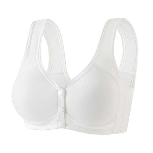 Front Fastening Bras for Women UK Plus Size Post Surgery Snap Front Everyday Bras for Older Women Comfort Wireless Bralette Padded Push Up Cotton Bra Ladies Sleep Bra Non Wired Support Underwear