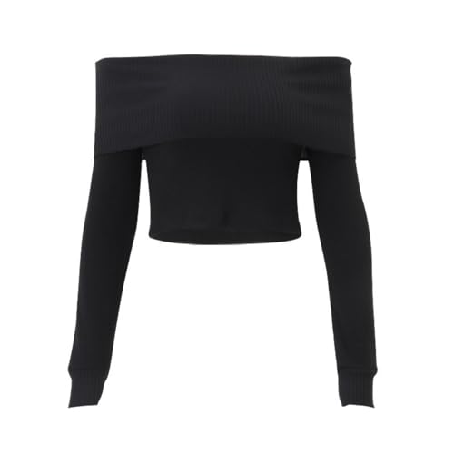 Off The Shoulder Sweater for Women Y2K Long Sleeve Ribbed Knit Fitted Pullover Fall Winter Date Tops Blouse4