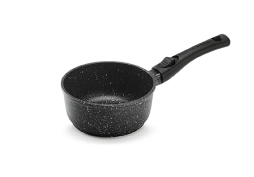 Pradel Excellence - PCUI001006 - Casserole Fonte d'Aluminium Premium Ø20cm - Revêtement Anti-Adhésif Façon Pierre - Manche Amovible - Tout Feu dont Induction, Noir