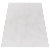 Paco Home Teppich Wohnzimmer Kunstfell weich waschbar modern elegant pflegeleicht Felloptik Uni Seidenglanz flauschig Hochflor, Grösse:120x160 cm, Farbe:Weiß
