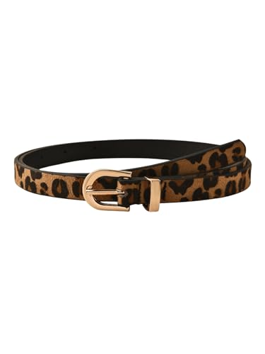 COZYEASE Women's Leopard Print Belt PU Leather Waist Belts Metal Buckle Y2k Skinny Belt