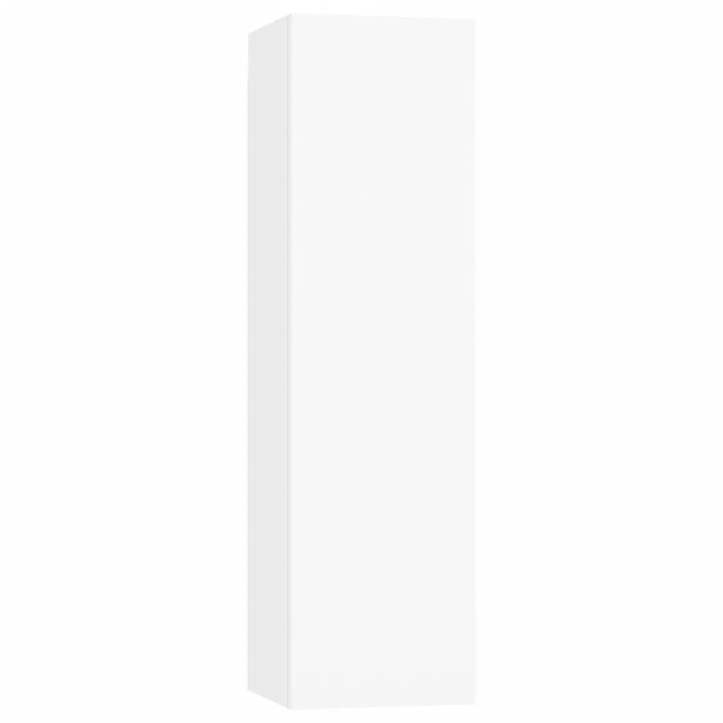 7-TLG. TV-Schrank-Set Weiß, Holzwerkstoff, Modernes Media-Center, Wandmontage, Stauraum für Wohnzimmer, Schlafzimmer, 80x30x30 cm