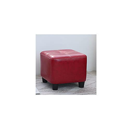 GKJHTED Puff pequeño Cuadrado Impermeable de Piel sintética marrón Claro, Taburete Acolchado Multiusos para sofá y Asiento de baño, Mueble para el hogar Elegante y Dura