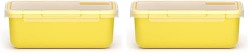 Valira Porta alimentos - Contenedor hermético de 0,75 L hecho en España, color amarillo (Paquete de 2)