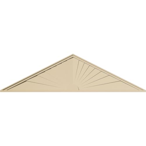 80"W x 21"H x 2"P (Pitch 6/12) Peaked Cap Sunburst Signature Urethane Pediment, Primed Tan