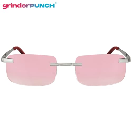 Image of grinderPUNCH Small Slim 90's Popular Nineties Rectangular Sunglasses Clear Rimless Eyewear