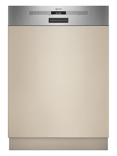 NEFF S145ECS15E, N 50, Smarter Geschirrspüler Teilintegriert 60 cm, Spülmaschine Made in Germany, Besteckschublade, sehr leise, Open Dry, starke Reinigung mit Chef 70°C, Smart Start, Gebürsteter Stahl
