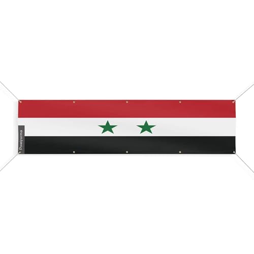 Drapeau Syrie 10 oeillets pour mât vertical géant de 150x600cm